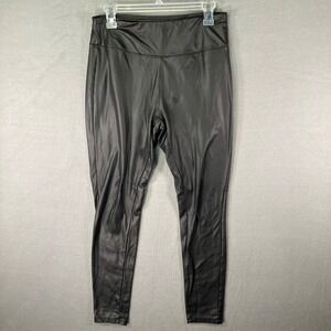 Womens Black‎ Faux Leather Leggings Pants Stretch Casual Athleisure
